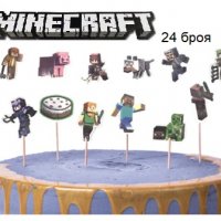 24 бр Minecraft Майнкрафт топери клечки за мъфини кексчета торта парти рожден ден, снимка 1 - Други - 35506956