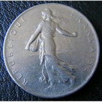 1 франк 1960, Франция, снимка 2 - Нумизматика и бонистика - 28436718