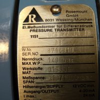 трансмитер Rosemount 1151DP5E22 Differential Pressure Transmitter, снимка 7 - Резервни части за машини - 35136275