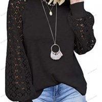 Дамски лек пуловер с дълги ръкави и дантелено деколте, 5цвята - 023, снимка 3 - Блузи с дълъг ръкав и пуловери - 39470757