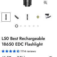 L50 Най-доброто акумулаторно тактическо фенерче 18650 EDC, снимка 2 - Екипировка - 43032675
