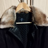 Черно кожено подплатено яке-палто от лицева кожа, снимка 5 - Палта, манта - 39341818