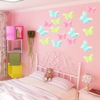 6 бр флуоресцентни стикери светещи в тъмното пеперуди за стена, снимка 1 - Декорация за дома - 26981903