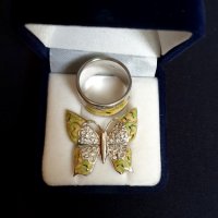 висулка пеперуда сребро със Swarovski, снимка 4 - Колиета, медальони, синджири - 28042204