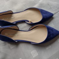 Зара/Zara елегантни балеринки в цвят турско синьо , снимка 1 - Дамски елегантни обувки - 35639499