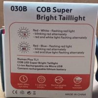 Вело фар  USB LED COB Super Bright Taillight 030B, снимка 4 - Аксесоари за велосипеди - 38064525