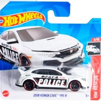 Оригинална количка Hot Wheels 2018 Honda Civic Type R Police, снимка 1 - Коли, камиони, мотори, писти - 43295269