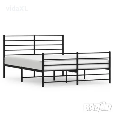 vidaXL Метална рамка за легло с горна и долна табла, черна, 120x200 см（SKU:352335）, снимка 1