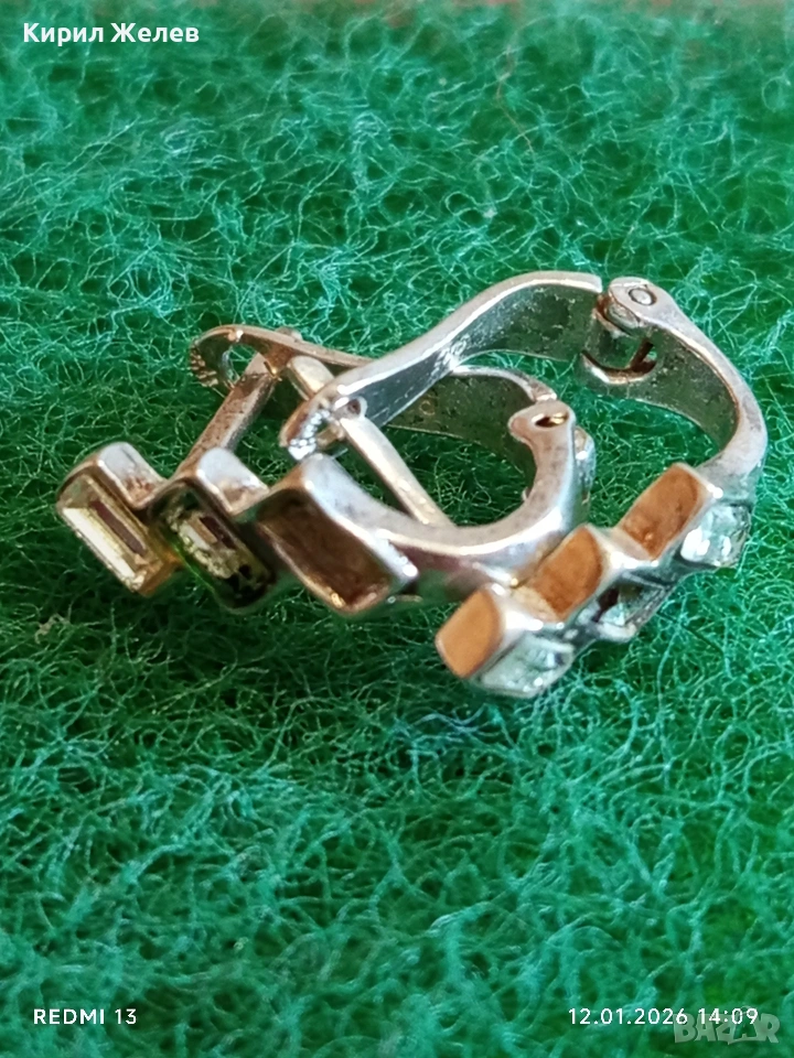 Винтидж сребърни обеци на клипс с цветни кристали стил и елегантност 52678, снимка 1