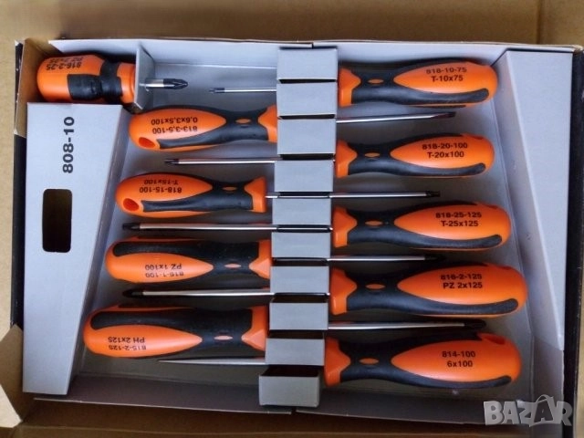 BAHCO 10 броя плоски кръстати звезди отвертки . BAHCO 5 броя отвертки комплект , снимка 1