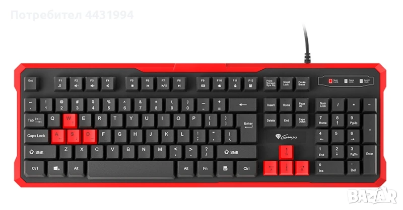 Клавиатура, Genesis Gaming Keyboard Rhod 110 Red Us Layout, снимка 1