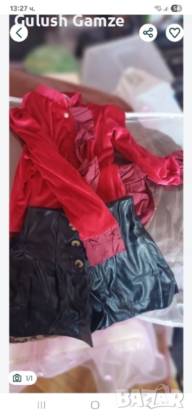 риза с кожен пантолон, снимка 1