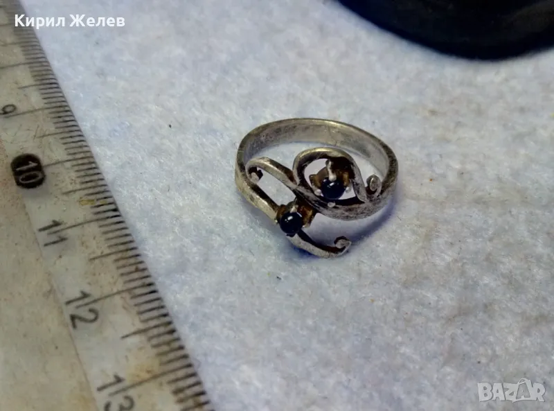 СТАРИНЕН СКЪПОЦЕНЕН СРЕБЪРЕН ПРЪСТЕН СРЕБРО ВИСОКА ПРОБА с ЧЕРЕН ОНИКС РЯДКА АРТ ИЗРАБОТКА 47961, снимка 1