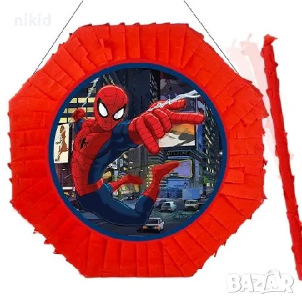 Спайдърмен Spiderman голяма готова пинята + пръчка подарък за парти рожден ден, снимка 1