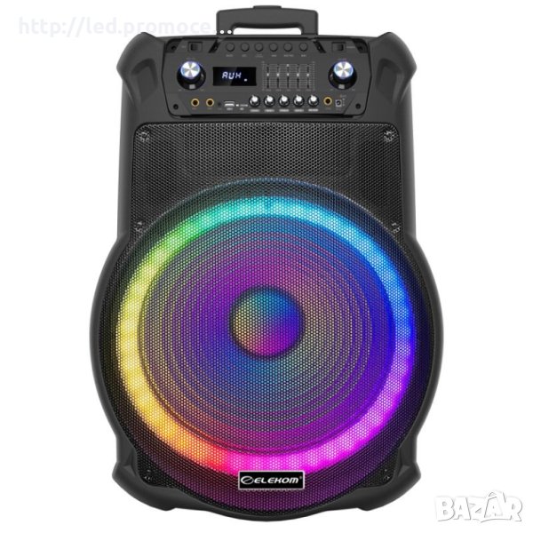 Преносима Тонколона EK-1819, 18"високоговорител, Led осветена, Два микрофона, снимка 1