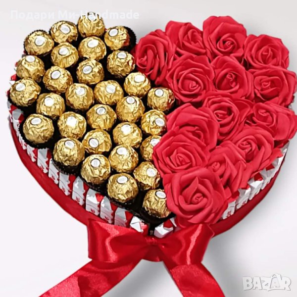 Сърце от бонбони и рози , снимка 1