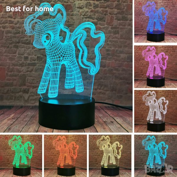 3D лампа My Little Pony с дистанционно и многоцветно осветление, снимка 1