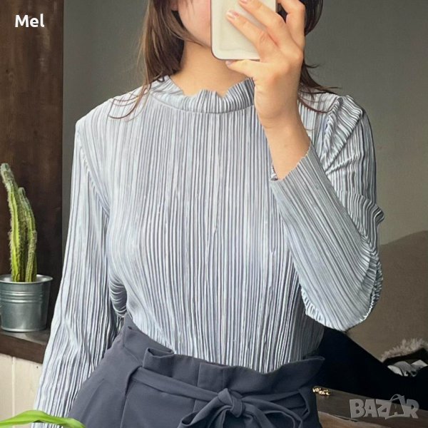 Блуза H&M, дълъг ръкав, размер S-M, оранжева/кафява/бордо, снимка 1