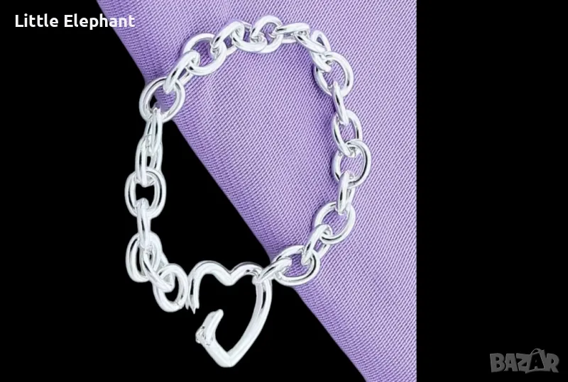 Сребърна гривна с отварящо сърце,масивен модел,колекция"Wedding Jewerly"/нова, снимка 1