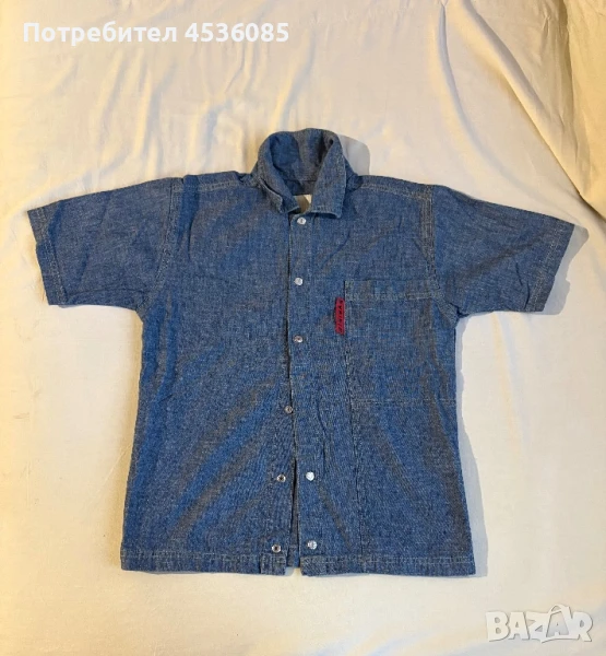 Детска дънкова риза с къс ръкав и копчета-MiniMan, снимка 1