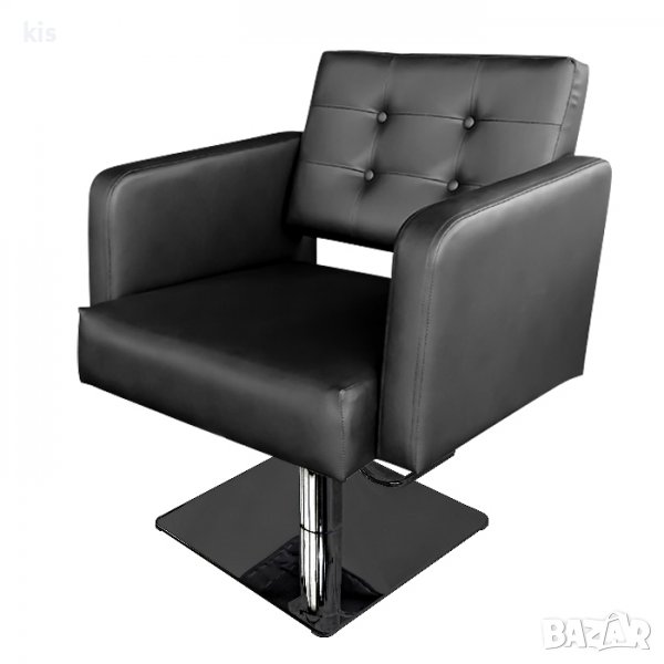 Елегантен фризьорски стол с копчета NRP620 - черен, снимка 1