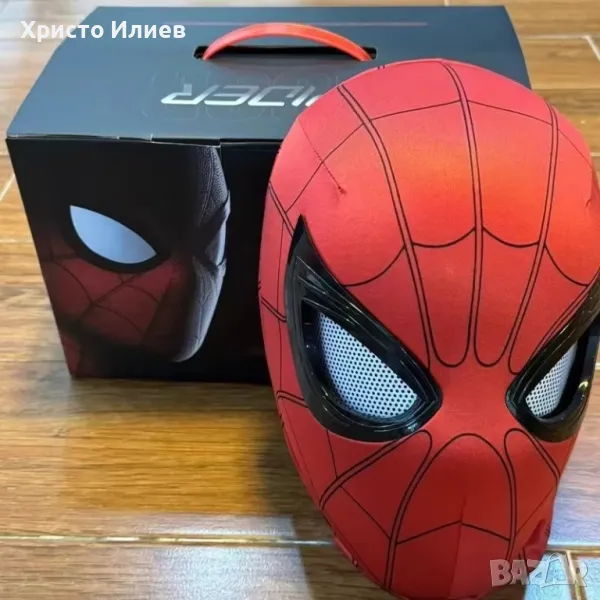 Маска на Спайдърмен Марвел с мигащи очи с контрол от брадичката Spiderman Marvel Хелоуин карнавал, снимка 1