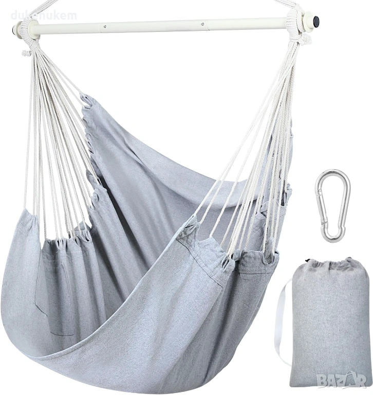 Висяща люлка тип хамак XL, за вътрешна и външна употреба – до 150 кг, снимка 1