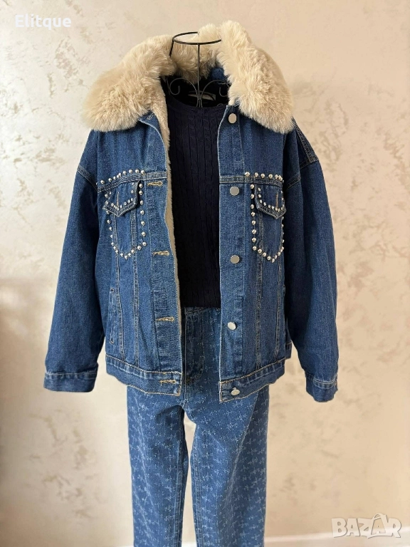 деним яке с Мики маус и пух , снимка 1