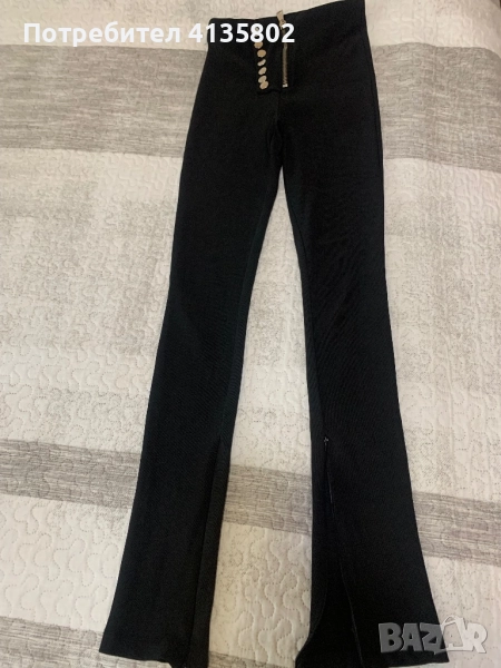 Еластичен ефектен панталон с елементи , снимка 1