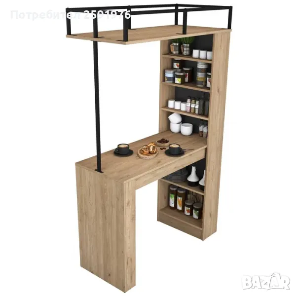 Бар маса Puzzle-home 3173, ПДЧ и метал, Цвят орех, - ПРОМО, снимка 1