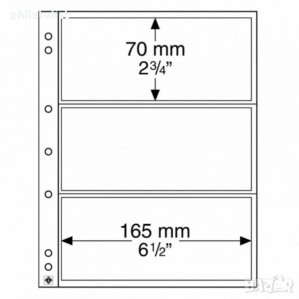 Leuchtturm Numis – 3C листи за три банкноти / опаковка 5 бр, снимка 1