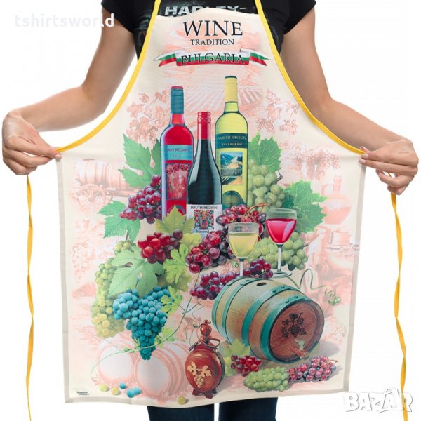 Нова традиционна забавна готварска престилка Вино, снимка 1