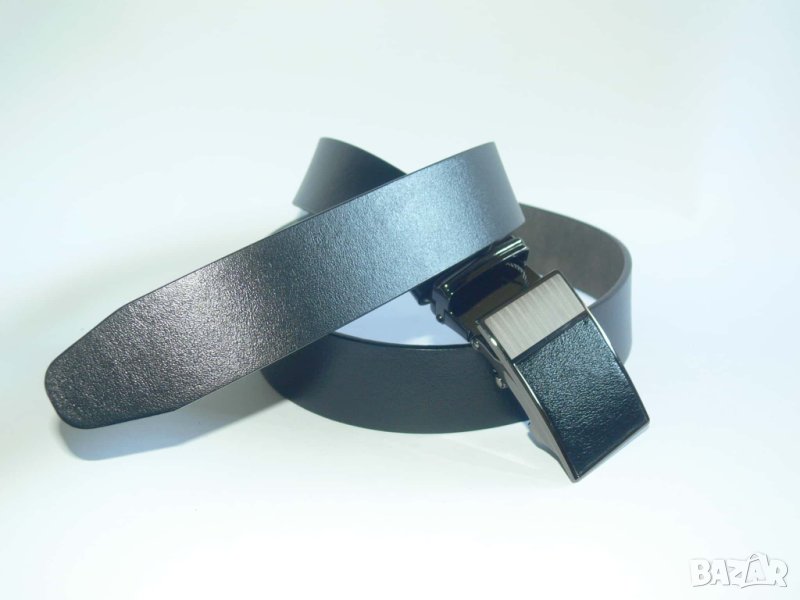Мъжки спортен колан 2330, черен, естествена кожа, снимка 1