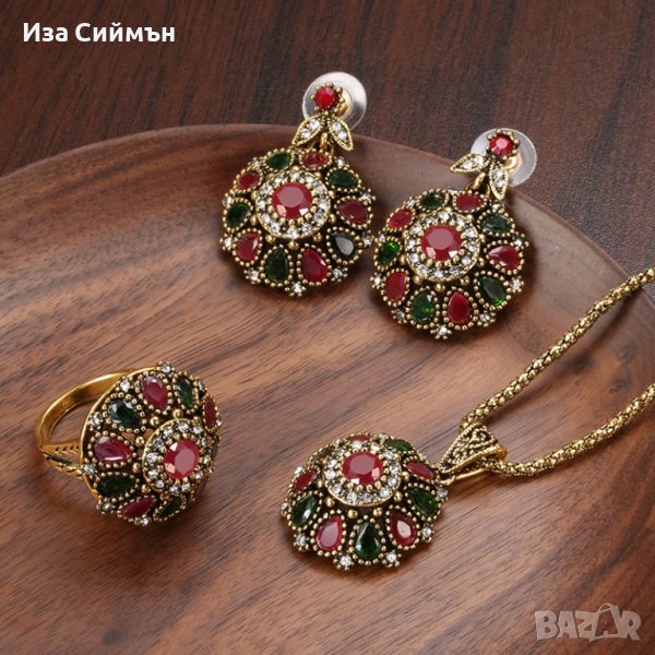 Бижутериен комплект пръстен, обеци и колие, снимка 1