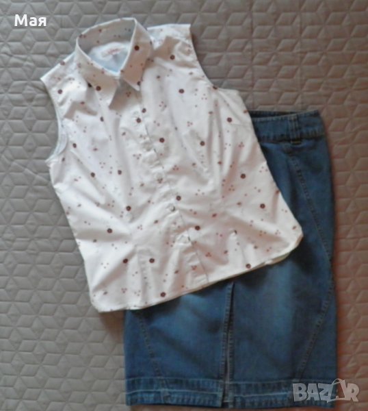 Дамски сет дънкова пола H&M и риза sOliver, снимка 1