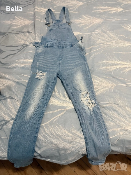 skinny denim dungarees, снимка 1