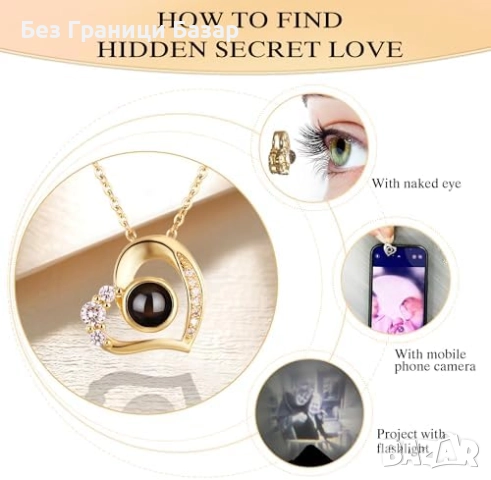 Ново Персонализирано проекционно колие със снимка – уникален подарък жена, снимка 5 - Колиета, медальони, синджири - 51682046