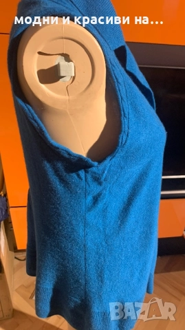 Елек в петролен цвят Adagio, мерино и кашмир, снимка 2 - Елеци - 52913902