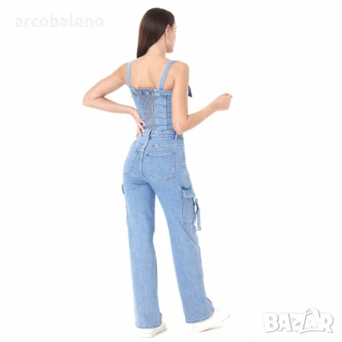 Дамски дълъг дънков гащеризон, снимка 5 - Гащеризони - 50991961