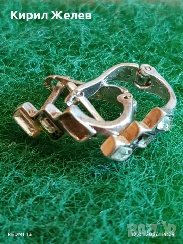 Винтидж сребърни обеци на клипс с цветни кристали стил и елегантност 52678