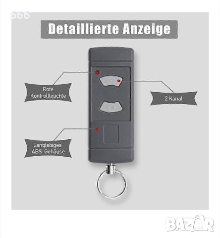 Дистанционно за гаражни врати, съвместими с Hormann 40.685MHz,, снимка 3 - Друга електроника - 53583532