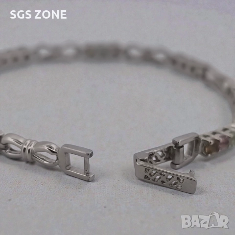 Ръчно изработена сребърна гривна с мулти турмалин, снимка 8 - Гривни - 52580837