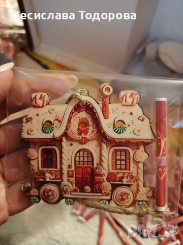 Коледна дървена играчка с късметче , снимка 7 - Декорация за дома - 52575155