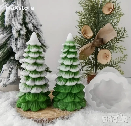 3D висока елха силиконов молд форма свещи гипс сапун смола шоколад , снимка 2 - Форми - 52348002