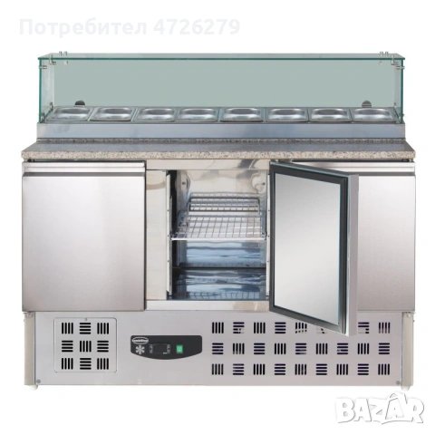 Хладилна маса за пица с витрина, 3 врати, 1368 мм, снимка 3 - Обзавеждане на кухня - 53603363