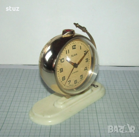Будилник Слава "Спутник" (No:8) , снимка 3 - Антикварни и старинни предмети - 53217470