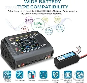 Зарядно устройство за LiPo батерии RC Двойно зарядно устройство за батерии 10A Бързо, снимка 6 - Други инструменти - 49593340