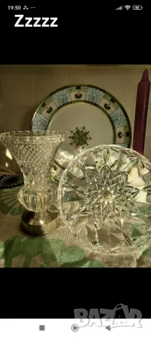 кристални ваза и бонбониера 