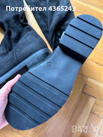 Чисто НОВИ! Дамски велурени ботуши до коленете, 41 Номер, снимка 4 - Дамски ботуши - 52610951