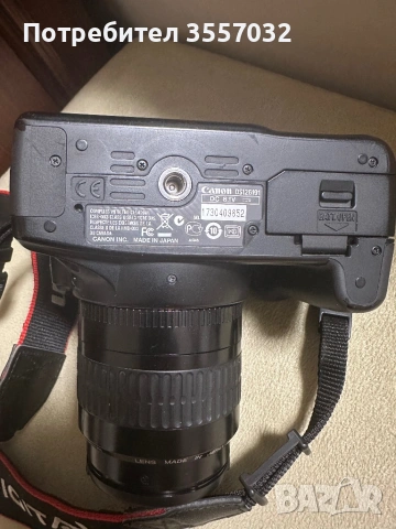 Фотоапарат Canon eos 1000D + обектив 35-80 мм + 3 батерии, снимка 7 - Фотоапарати - 53215321